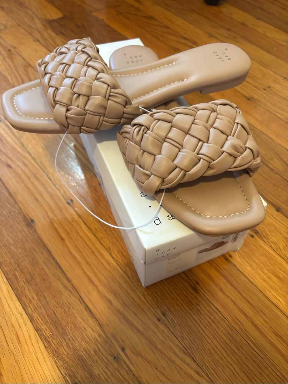 A New Day Woven Strap Slide Sandals in Tan